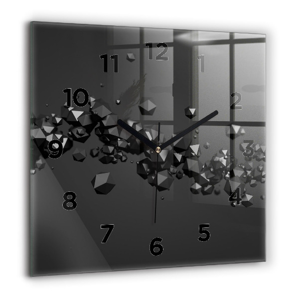 Square wall clock Black abstraction