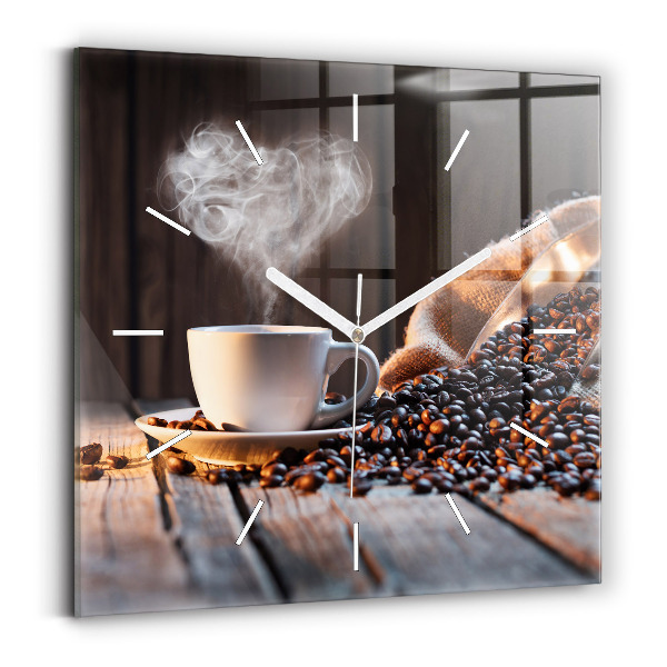Square wall clock A cup of coffee