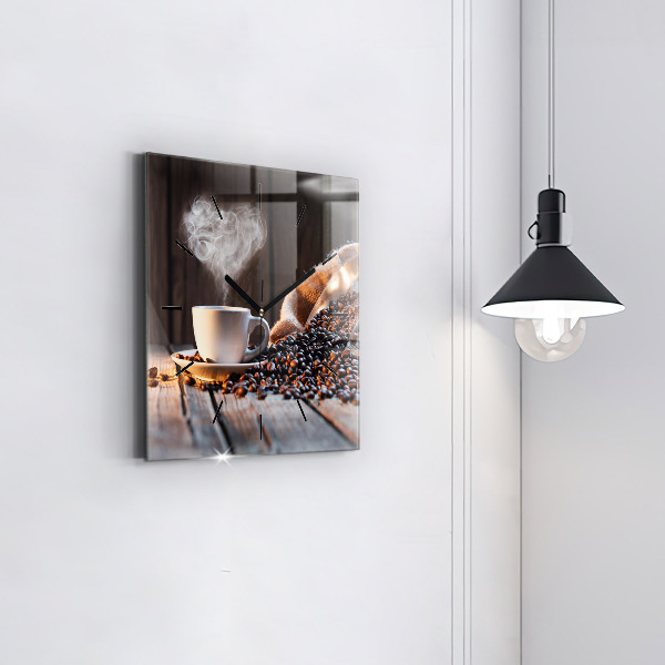 Square wall clock A cup of coffee