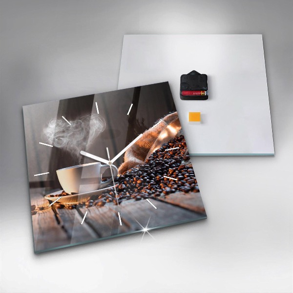 Square wall clock A cup of coffee