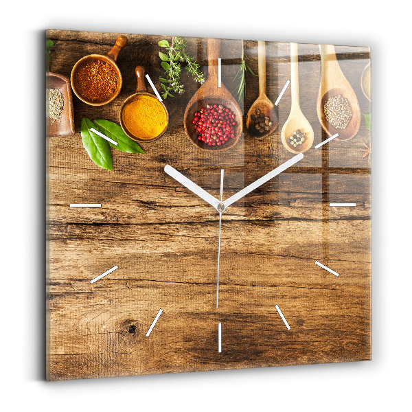Square wall clock Spoons of spices
