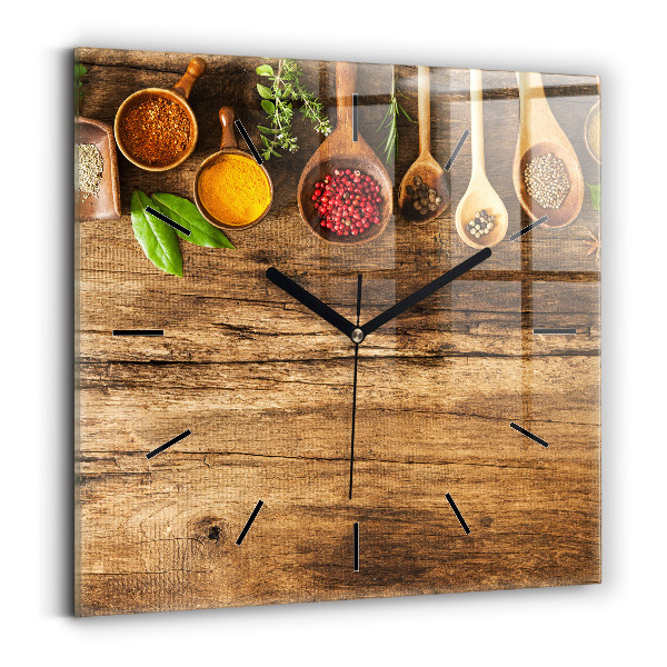 Square wall clock Spoons of spices