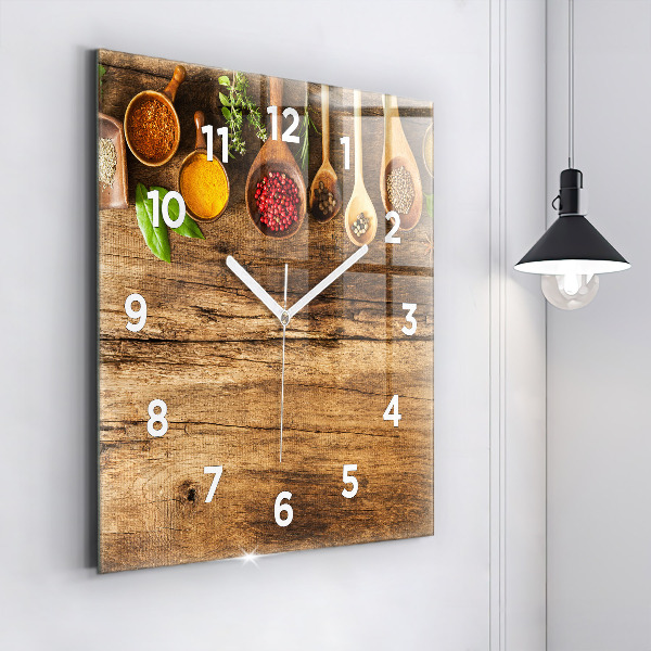 Square wall clock Spoons of spices