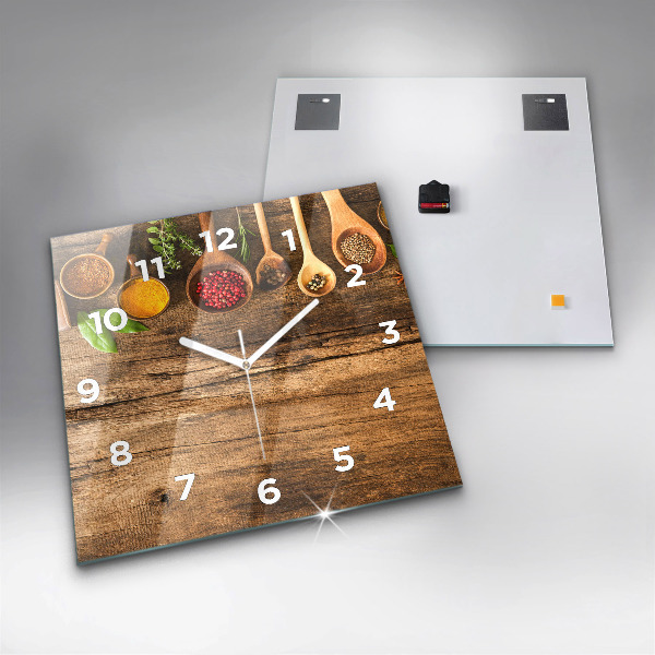 Square wall clock Spoons of spices
