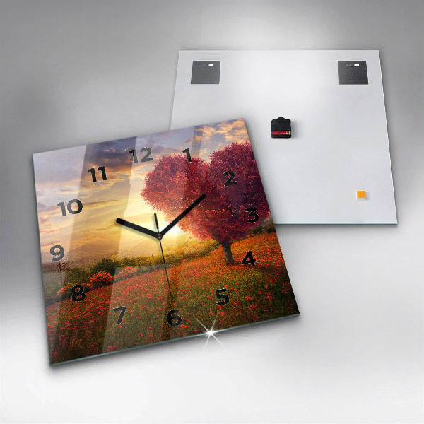 Square wall clock Love Heart Tree