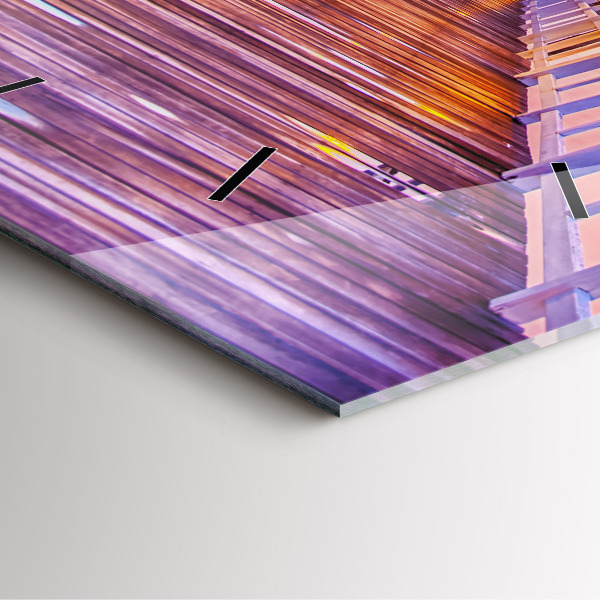 Square wall clock The bridge in the port in the evening