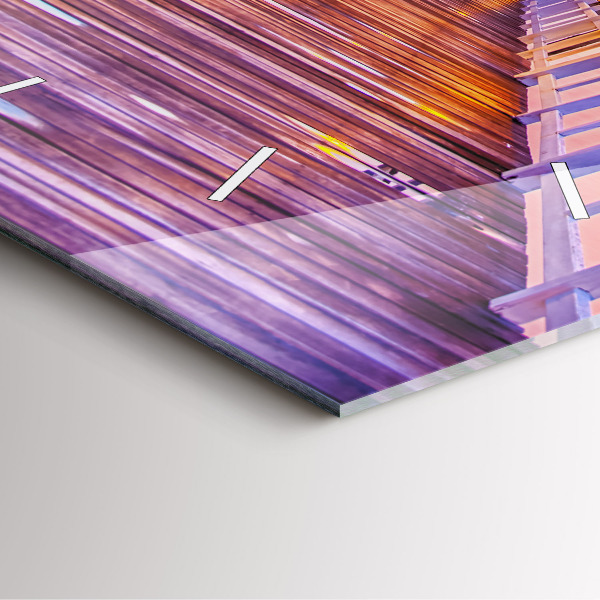 Square wall clock The bridge in the port in the evening