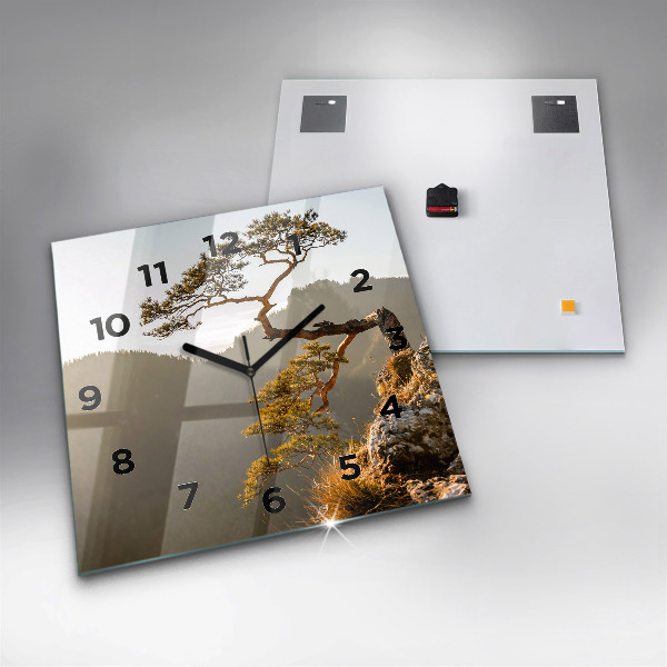 Square wall clock A tree in the mountains