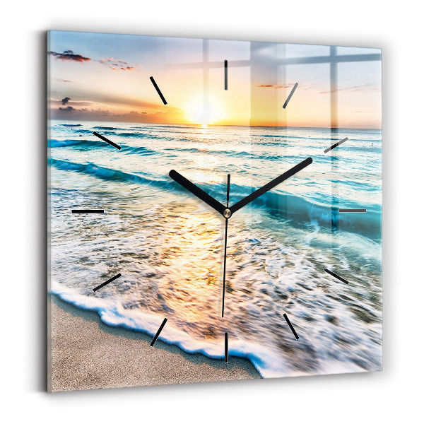 Square wall clock Beach, sea and sand