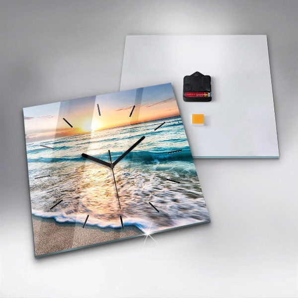 Square wall clock Beach, sea and sand