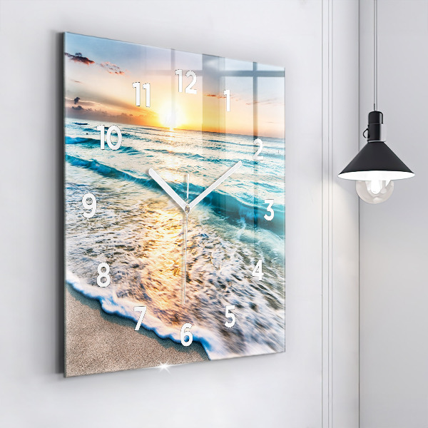 Square wall clock Beach, sea and sand