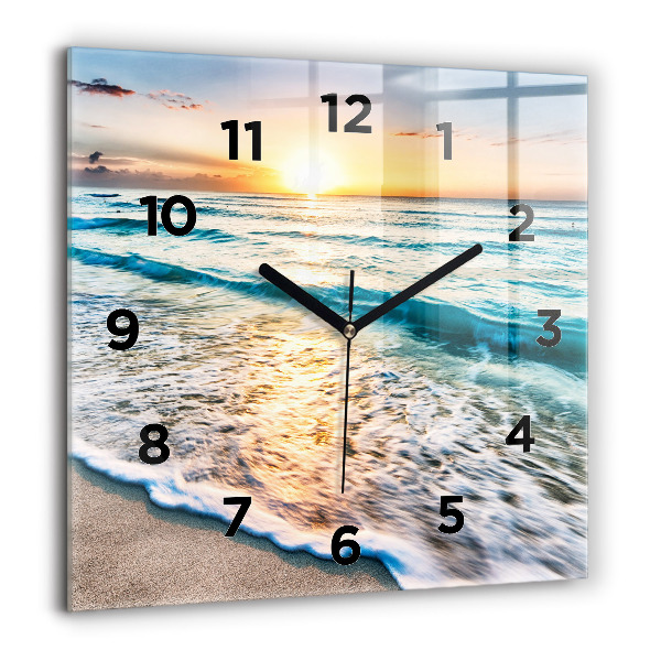 Square wall clock Beach, sea and sand