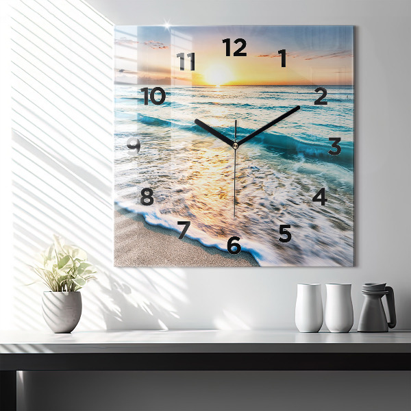 Square wall clock Beach, sea and sand