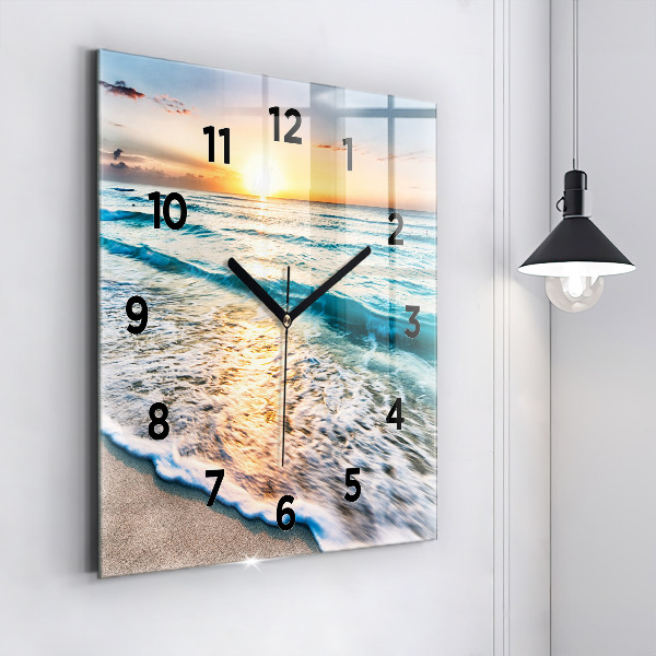 Square wall clock Beach, sea and sand