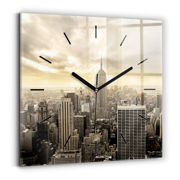Square wall clock New York Towers