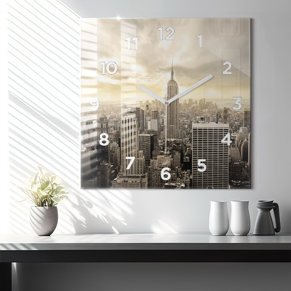 Square wall clock New York Towers