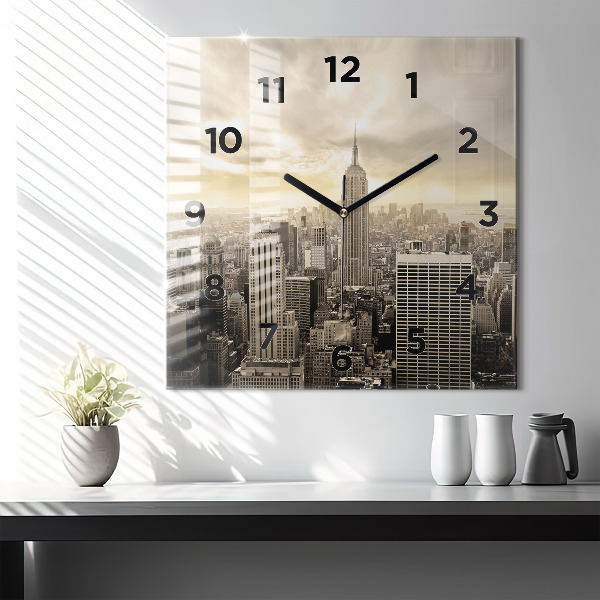Square wall clock New York Towers