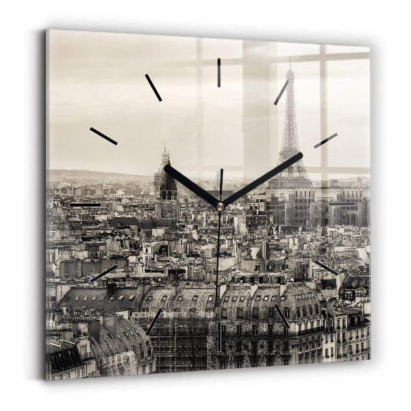 Square wall clock Landscape panorama of Paris