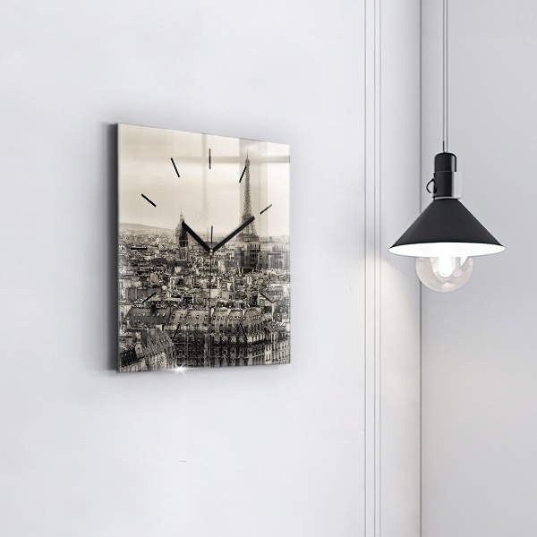 Square wall clock Landscape panorama of Paris