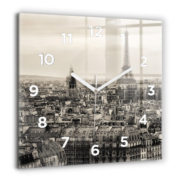 Square wall clock Landscape panorama of Paris