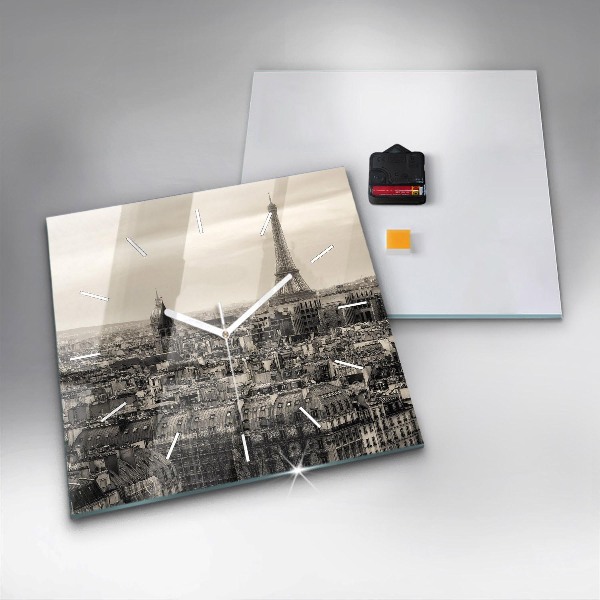 Square wall clock Landscape panorama of Paris