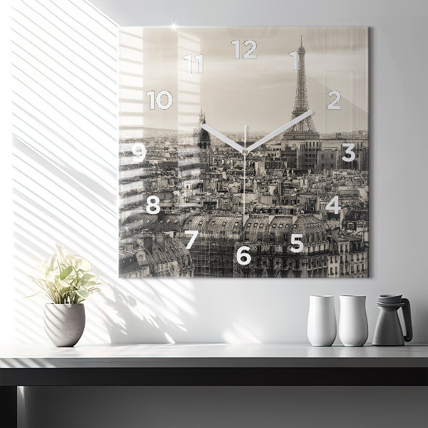 Square wall clock Landscape panorama of Paris