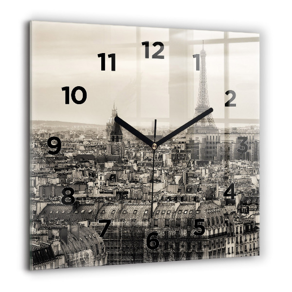 Square wall clock Landscape panorama of Paris