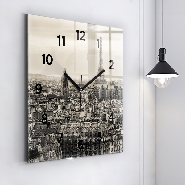 Square wall clock Landscape panorama of Paris