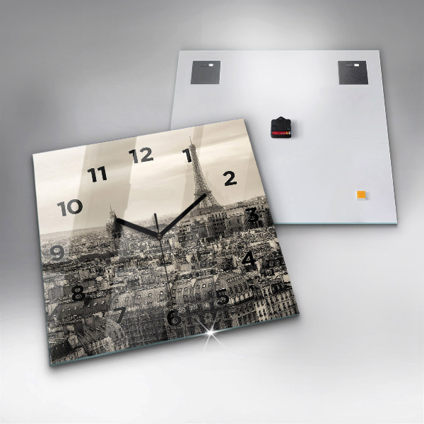 Square wall clock Landscape panorama of Paris