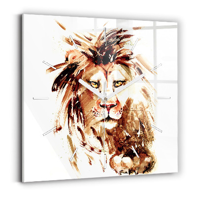 Square wall clock Illustration of a brown lion