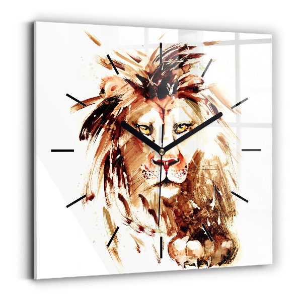 Square wall clock Illustration of a brown lion