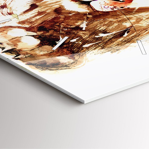 Square wall clock Illustration of a brown lion