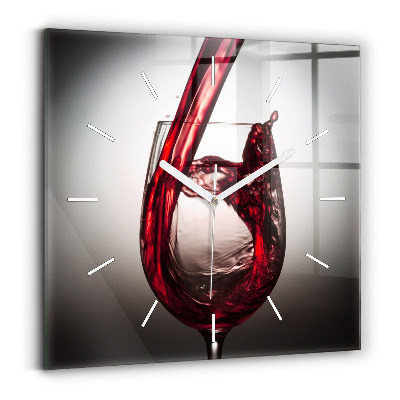 Square wall clock Glass of wine