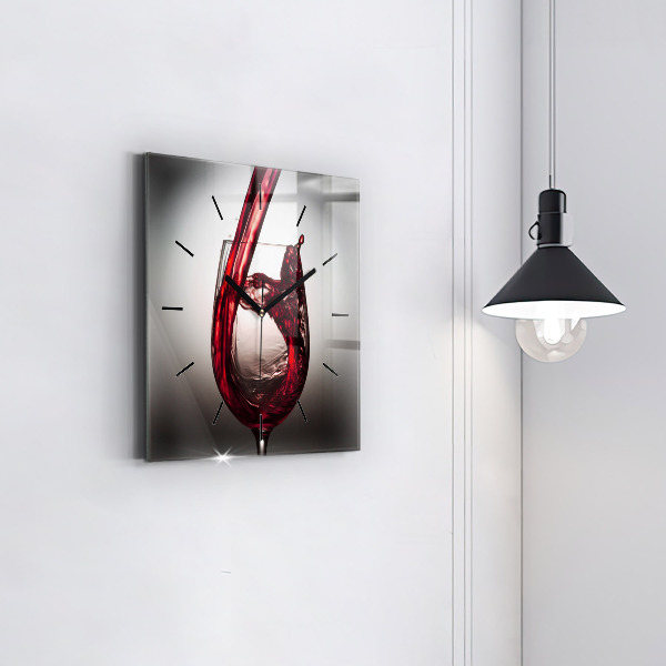 Square wall clock Glass of wine