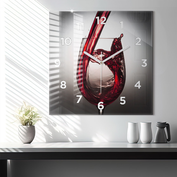 Square wall clock Glass of wine