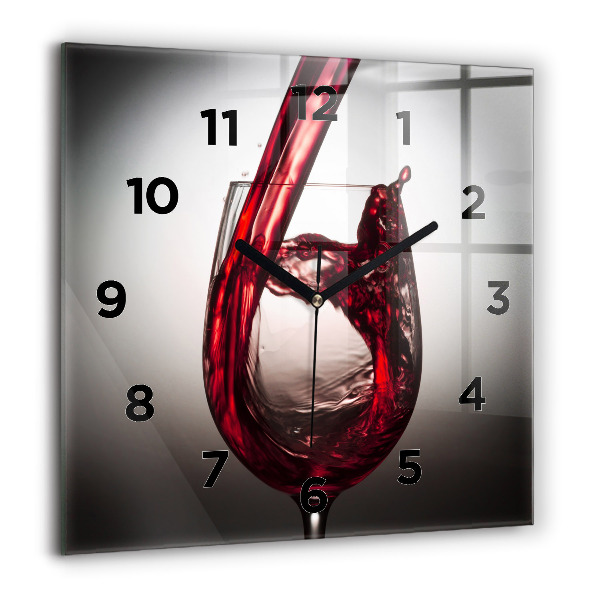 Square wall clock Glass of wine