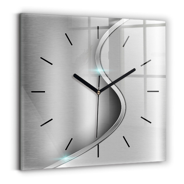 Square wall clock Gray metal abstraction