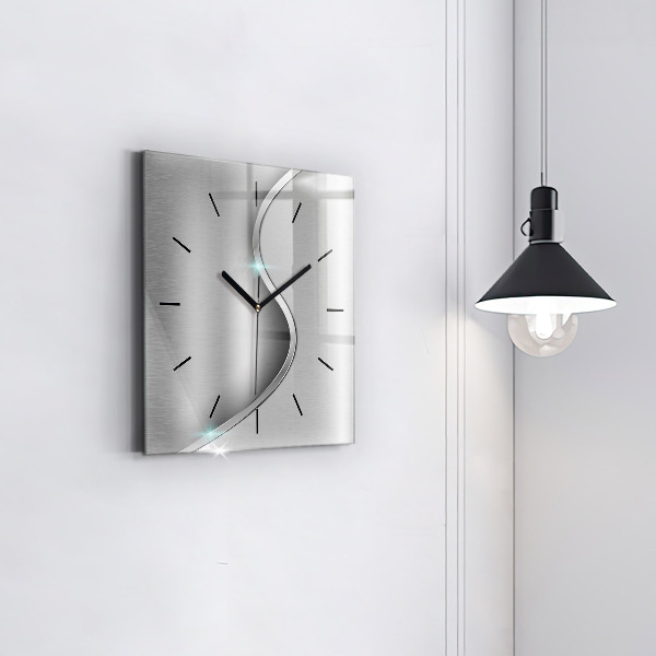 Square wall clock Gray metal abstraction