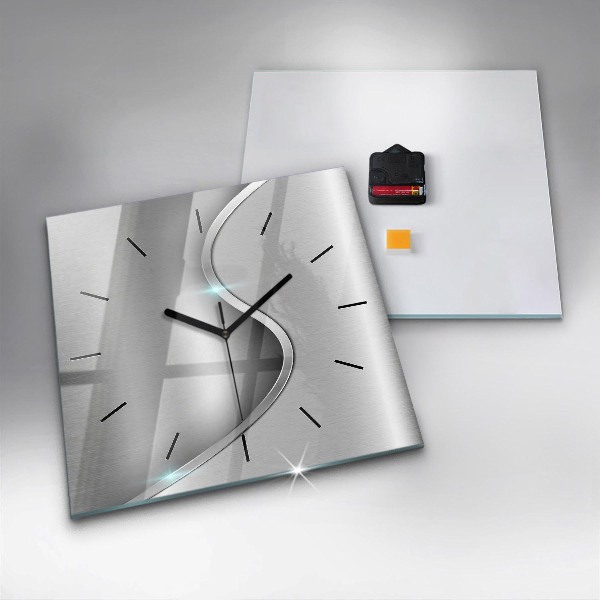 Square wall clock Gray metal abstraction