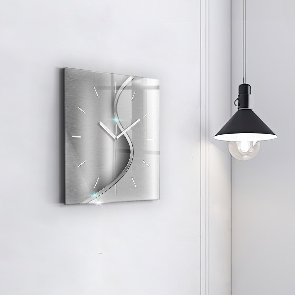 Square wall clock Gray metal abstraction
