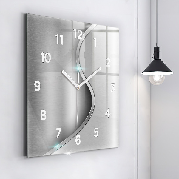 Square wall clock Gray metal abstraction