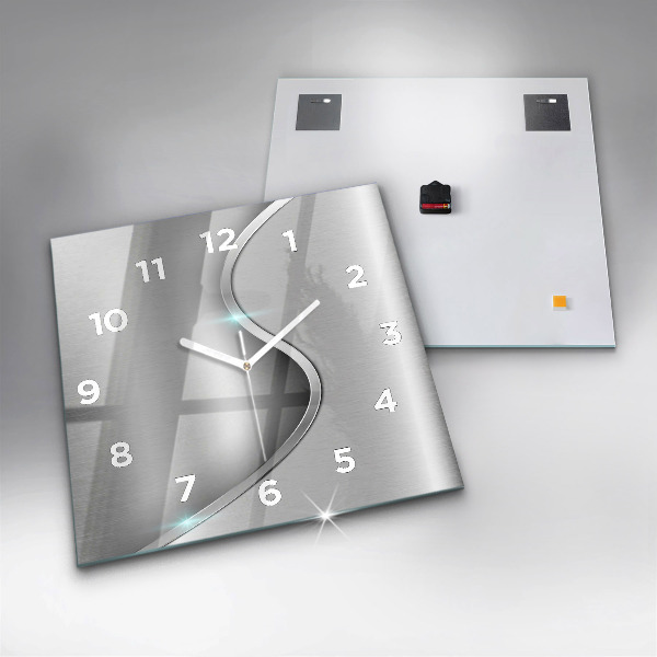 Square wall clock Gray metal abstraction
