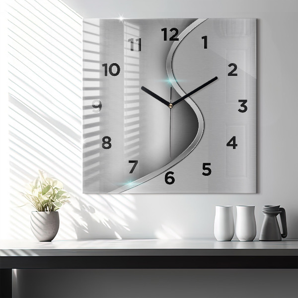 Square wall clock Gray metal abstraction