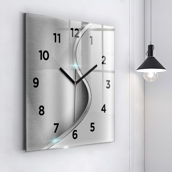 Square wall clock Gray metal abstraction