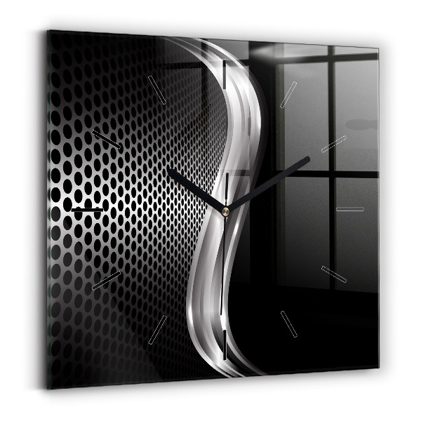 Square wall clock Black metal abstraction