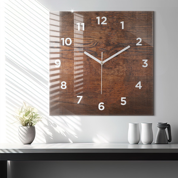 Square wall clock Old wood