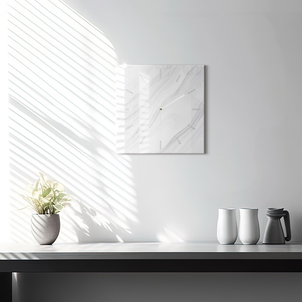 Square wall clock Decorative marble