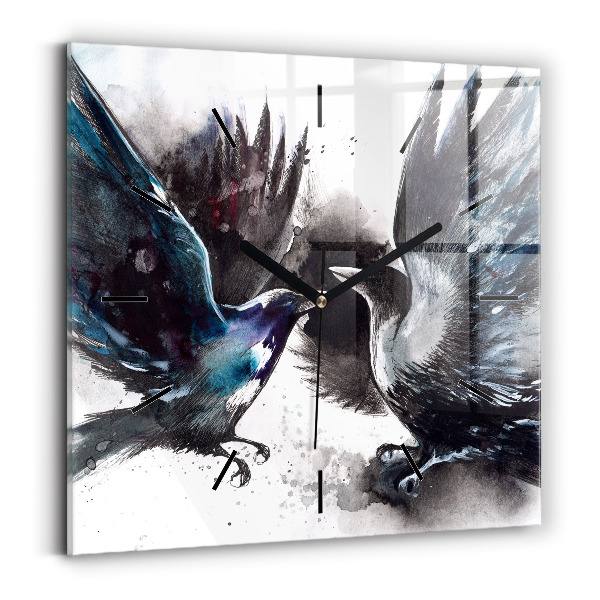 Square wall clock Painted Birds