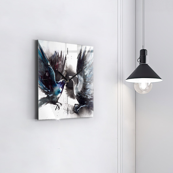 Square wall clock Painted Birds