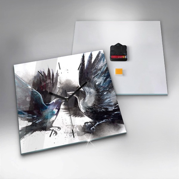 Square wall clock Painted Birds